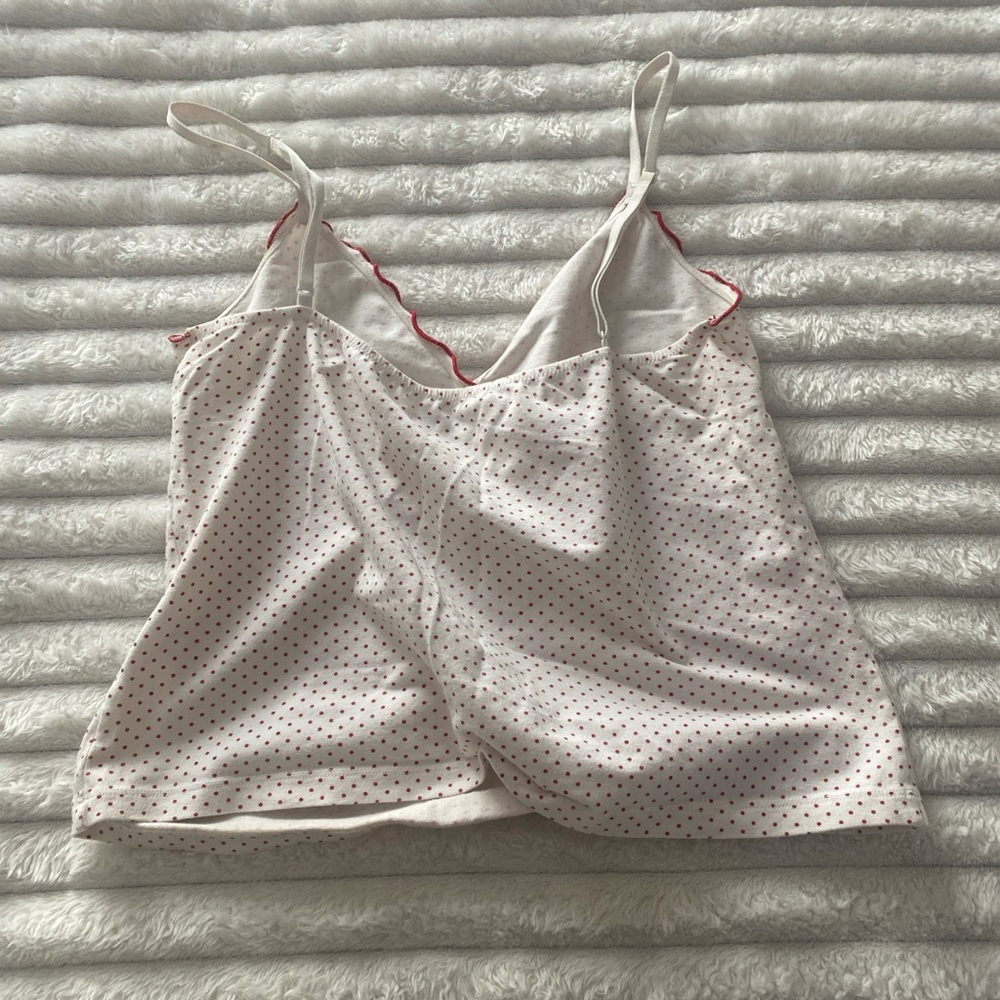Brandy Melville White and Red Polka Dot Crop Top